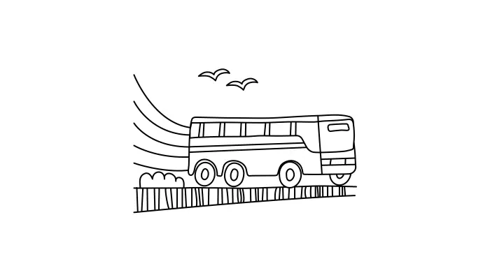 Bus on hill white